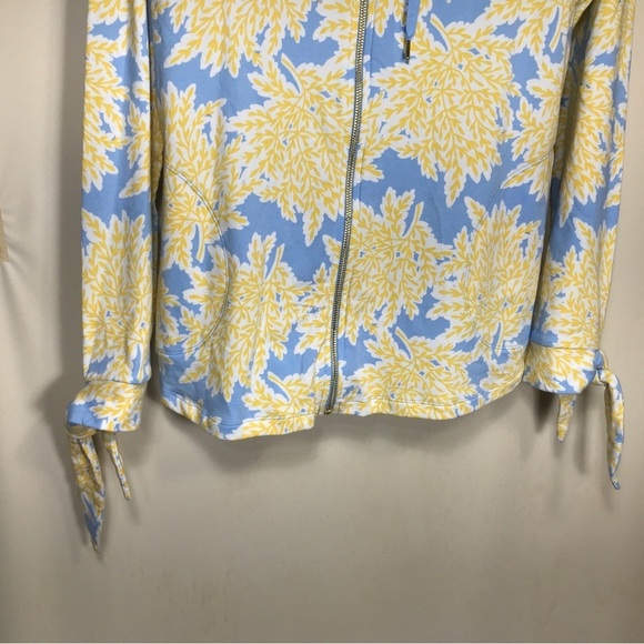 Crown & Ivy Blue Yellow Floral Cotton Spandex Hoodie Size Medium Nwt - Picture 2 of 7